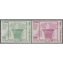 Perú A- 349/50 1973 Primer festival mundial del Basketball MNH