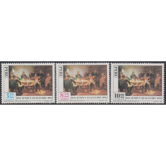 Perú A- 393/95 1974 150 Años de la victoria de Sucre Junin Ayacucho MH Perú A- 393/95 1974 150 Años de la victoria de Sucre Junin Ayacucho MH