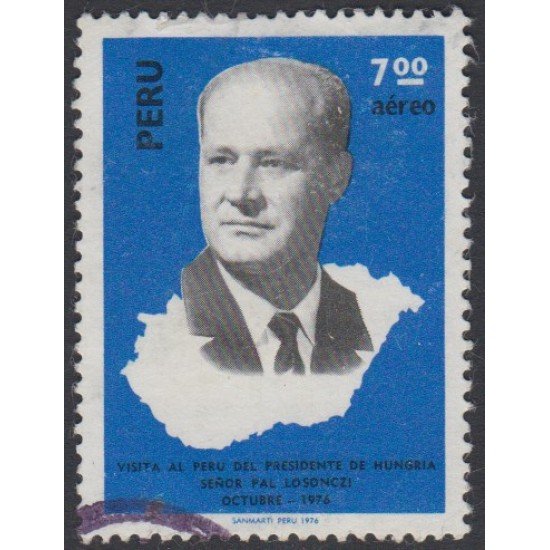 Perú A- 425 1976 Presidente de Hungría Pal Losonczi Usado Perú A- 425 1976 Presidente de Hungría Pal Losonczi Usado