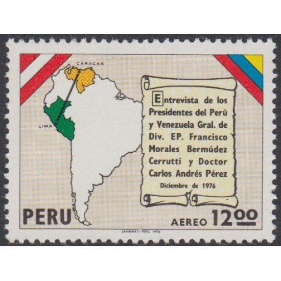 Perú A- 439 1977 Visita del Presidente de Perú a Venezuela MNH