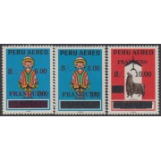 Perú A- 450/52 1977 Timbres aéreos Antarqui Alpaca MNH