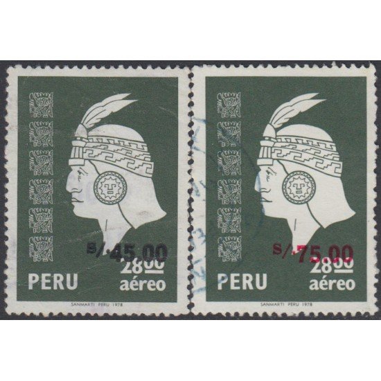 Perú A- 459A/459B 1978 Serie Antigua Leyenda Inca Usado Perú A- 459A/459B 1978 Serie Antigua Leyenda Inca Usado