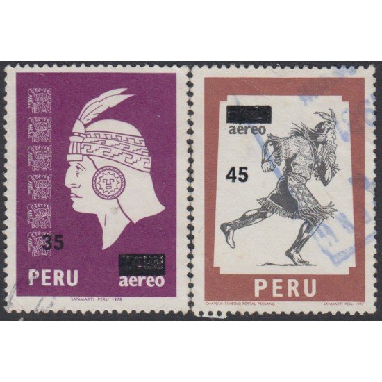 Perú A- 460F/460G 1980 Timbres aéreos Cultura Inca Chasqui Usado Perú A- 460F/460G 1980 Timbres aéreos Cultura Inca Chasqui Usado