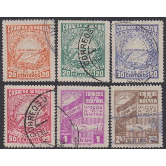 Bolivia 271/76 1944 Aniversario de la Revolución del 20 de diciembre Usado Bolivia 271/76 1944 Aniversario de la Revolución del 20 de diciembre Usado