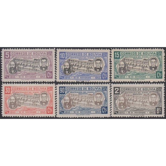 Bolivia 277/82 1946 Centenario del Himno Nacional MNH