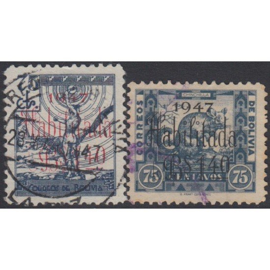 Bolivia 283/84 1947 Serie Antigua Timbres postales de 1938/39 Usado Bolivia 283/84 1947 Serie Antigua Timbres postales de 1938/39 Usado