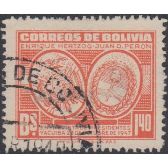 Bolivia 291 1947 Enrique Huerzog Juan D. Perón Usado Bolivia 291 1947 Enrique Huerzog Juan D. Perón Usado