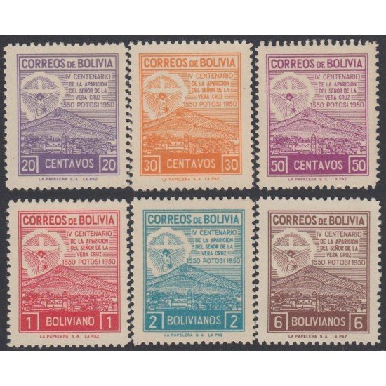 Bolivia 300/05 1950 IV Centenario de la aparición del señor de la Vera Cruz MNH