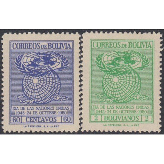 Bolivia 307/08 1950 Día de la Naciones Unidas MH Bolivia 307/08 1950 Día de la Naciones Unidas MH