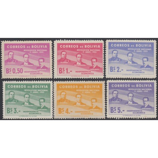 Bolivia 343/48 1953 Revolución Nacional Independencia económica MNH