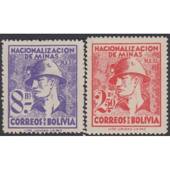 Bolivia 349/50 1953 Nacionalización de minas MH