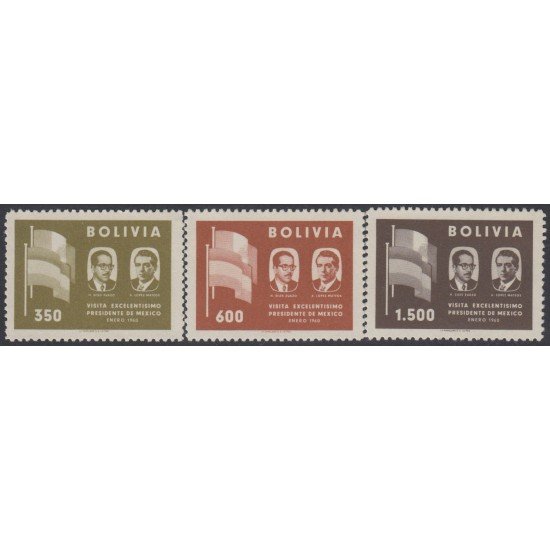 Bolivia 378/80 1960 Visita excelentísimo presidente de México MNH Bolivia 378/80 1960 Visita excelentísimo presidente de México MNH