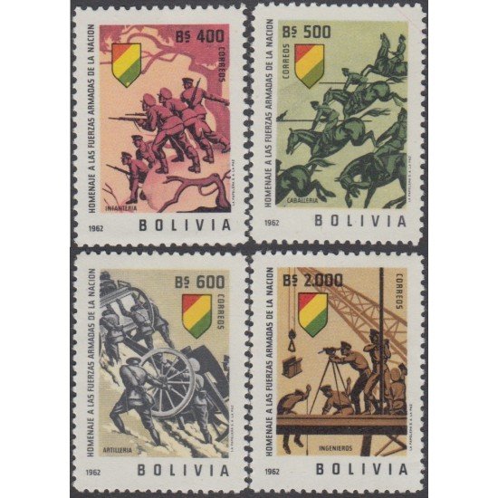 Bolivia 430/33 1962 Homenaje a las Fuerzas Armadas MNH Bolivia 430/33 1962 Homenaje a las Fuerzas Armadas MNH