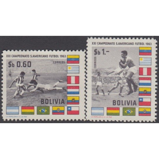 Bolivia 436/37 1963 XXI Campeonato S. Americano Fútbol 1963 MNH