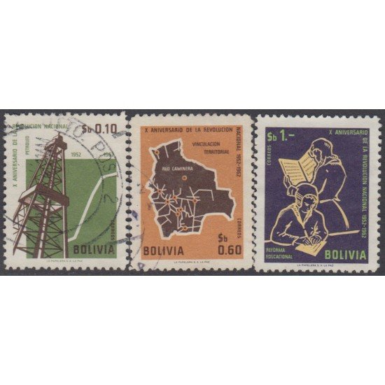 Bolivia 439/41 1964 X Aniversario de la Revolución Nacional Usado