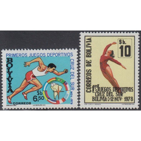 Bolivia 585/86 1979 Primeros juegos deportivos Cruz del Sur MNH