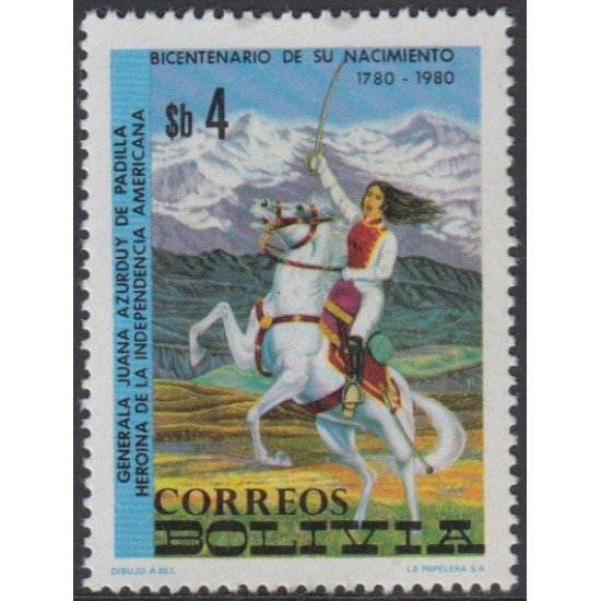 Bolivia 601 1980 Generala Juana Azurduy de Padilla MNH Bolivia 601 1980 Generala Juana Azurduy de Padilla MNH