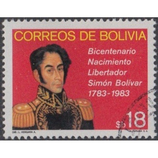 Bolivia 620 1982 Bicentenario del nacimiento de Simón Bolivar Usado Bolivia 620 1982 Bicentenario del nacimiento de Simón Bolivar Usado