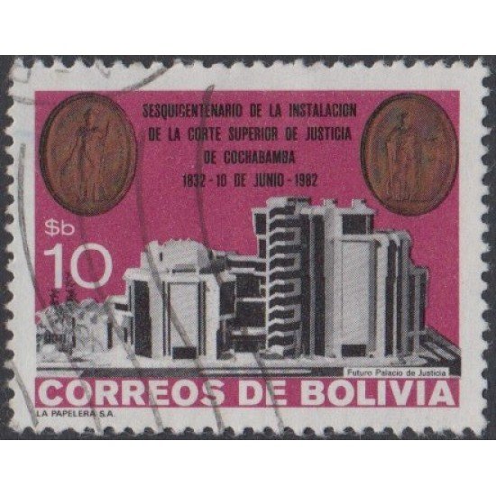 Bolivia 630 1982 150 Años de la corte de Justicia de Cochamba Usado Bolivia 630 1982 150 Años de la corte de Justicia de Cochamba Usado