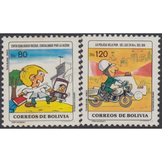 Bolivia 647/48 1984 Seguridad vial MNH Bolivia 647/48 1984 Seguridad vial MNH