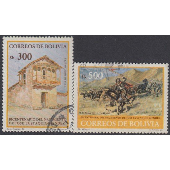 Bolivia 649/50 1984 Bicentenario del nacimiento de José Eustaquio Méndez Usado Bolivia 649/50 1984 Bicentenario del nacimiento de José Eustaquio Méndez Usado