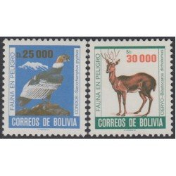 Bolivia 658/59 1985 Fauna en peligro Ciervo Cóndor MNH Bolivia 658/59 1985 Fauna en peligro Ciervo Cóndor MNH