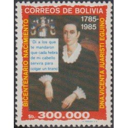 Bolivia 660 1985 Bicentenario del nacimiento de Dña Vicenta Juaristib MNH Bolivia 660 1985 Bicentenario del nacimiento de Dña Vicenta Juaristib MNH