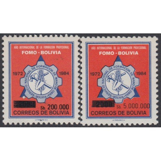 Bolivia 665/66 1986 Año Internacional de formación profesional MNH