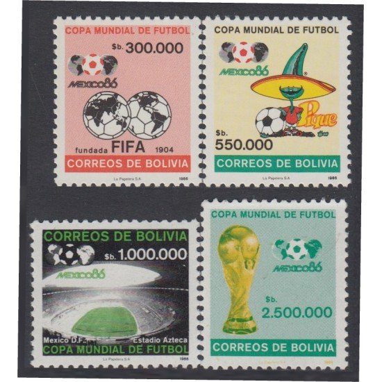 Bolivia 667/70 1986 Copia Mundial de Fútbol México 86 MNH