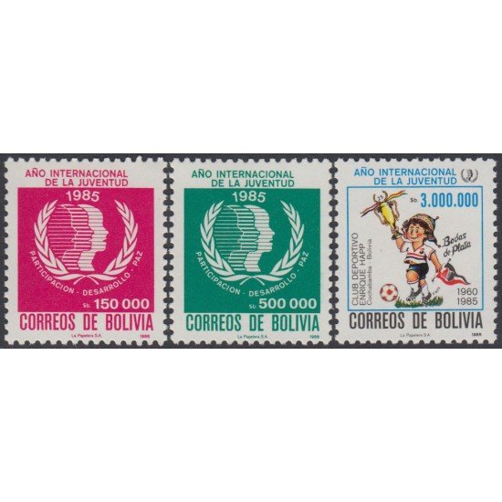 Bolivia 671/73 1986 Año Internacional de la Juventud MNH Bolivia 671/73 1986 Año Internacional de la Juventud MNH