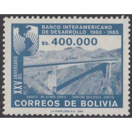 Bolivia 674 1986 25 Años del Banco Interamericano de Desarrollo Usado