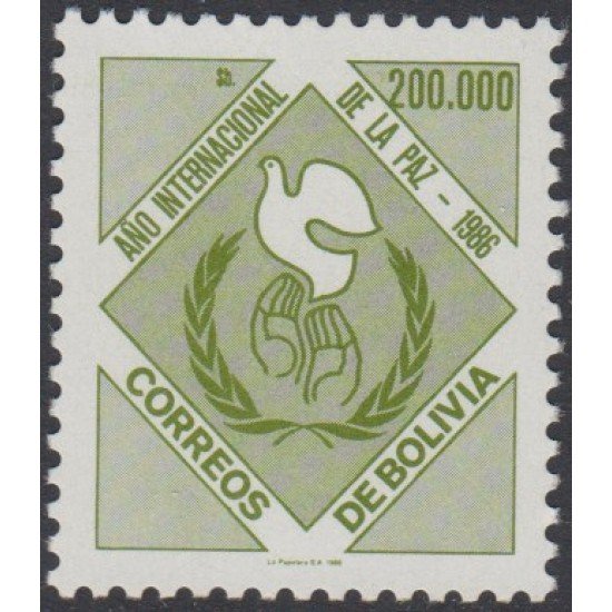 Bolivia 676 1986 50 Año Internacional de la Paz MNH Bolivia 676 1986 50 Año Internacional de la Paz MNH