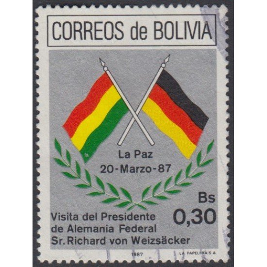 Bolivia 681 1987 Visita del Presidente de Alemania Federal Usado Bolivia 681 1987 Visita del Presidente de Alemania Federal Usado
