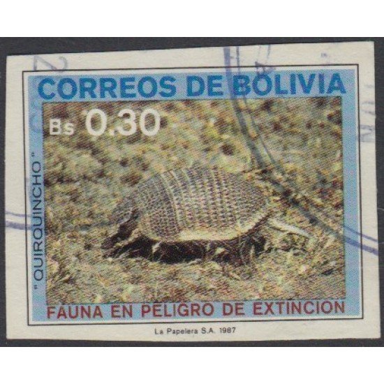 Bolivia 685a 1987 Fauna en extinción Quirquincho Sin dentar Bolivia 685a 1987 Fauna en extinción Quirquincho Sin dentar
