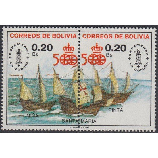 Bolivia 690/91 1987 500 Años Descubrimiento de América por Cristóbal Colón MNH