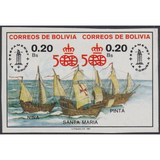 Bolivia 690/91 1987 500 Años Descubrimiento de América Cristóbal Colón SD MNH