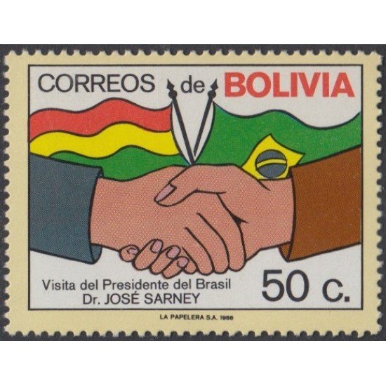 Bolivia 712 1988 Visita del Presidente de Brasil Dr. José Sarney Usado Bolivia 712 1988 Visita del Presidente de Brasil Dr. José Sarney Usado