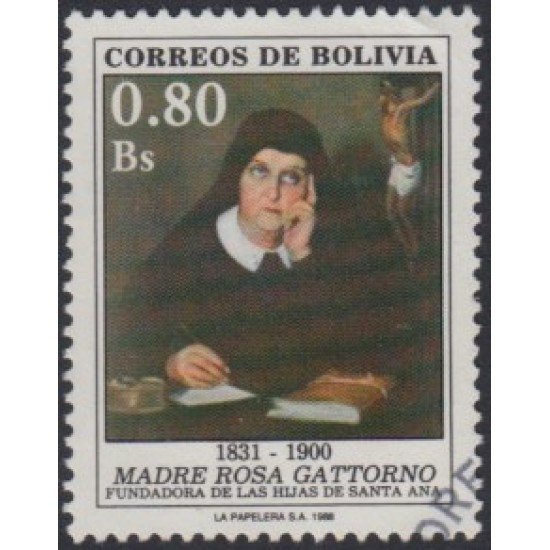 Bolivia 720 1988 Madre Rosa Gattorno Usado Bolivia 720 1988 Madre Rosa Gattorno Usado