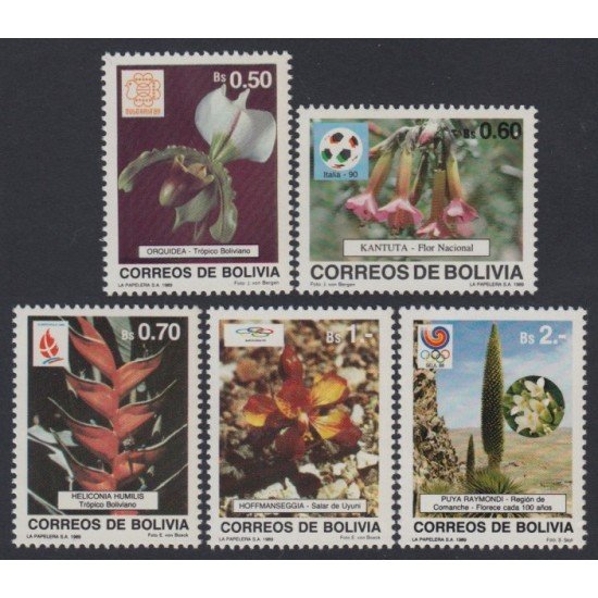 Bolivia 726/30 1989 Flores Flowers MNH Bolivia 726/30 1989 Flores Flowers MNH