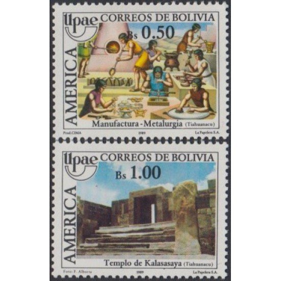 Bolivia 735/36 1989 Manufactura-Metalurgia Templo de Kalasasaya MNH Bolivia 735/36 1989 Manufactura-Metalurgia Templo de Kalasasaya MNH