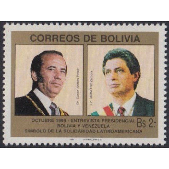 Bolivia 737 1989 Carlos Andrés Pérez Jaime Paz Zamora MNH