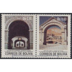 Bolivia 738/39 1989 La casa de la moneda Arco de cobija Usado Bolivia 738/39 1989 La casa de la moneda Arco de cobija Usado