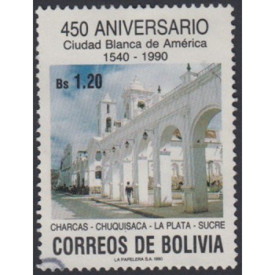 Bolivia 748 1990 Aniversario de las Villas Blancas Charcas Chuquisaca Usado Bolivia 748 1990 Aniversario de las Villas Blancas Charcas Chuquisaca Usado