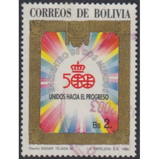 Bolivia 756 1990 500 Años del Descubrimiento de América Usado Bolivia 756 1990 500 Años del Descubrimiento de América Usado