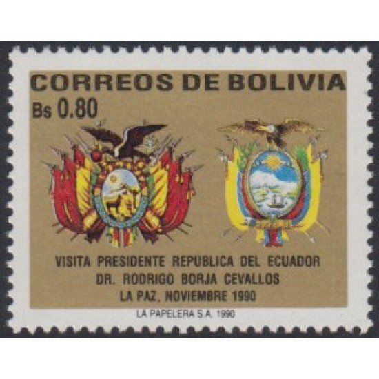 Bolivia 761 1990 Visita del Presidente de Ecuador Rodrigo Borja Cevallos MNH