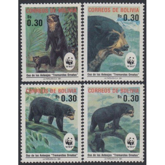 Bolivia 767/70 1991 Protección de la Naturaleza Oso Bear MNH Bolivia 767/70 1991 Protección de la Naturaleza Oso Bear MNH