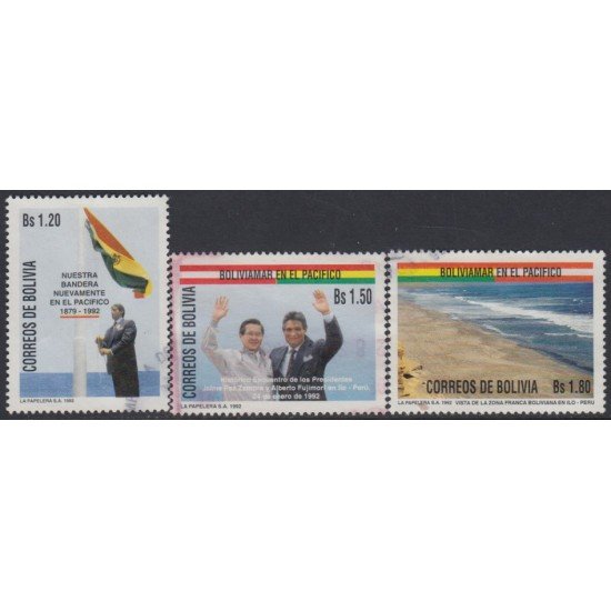 Bolivia 786/88 1992 Presidentes Jaime Paz Zamora y Alberto Fujimori Usado Bolivia 786/88 1992 Presidentes Jaime Paz Zamora y Alberto Fujimori Usado