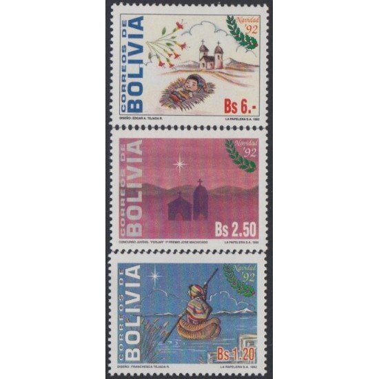 Bolivia 811/13 1992 Navidad Christmas MNH Bolivia 811/13 1992 Navidad Christmas MNH