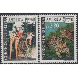 Bolivia 836/37 1993 América Upaep Fauna Ocelote Mono MNH
