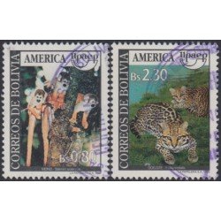 Bolivia 836/37 1993 América Upaep Fauna Ocelote Mono Usado